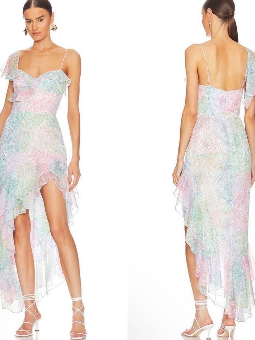 Amanda Uprichard Lively Midi Dress In Lilibeth Print Rainbow Dress